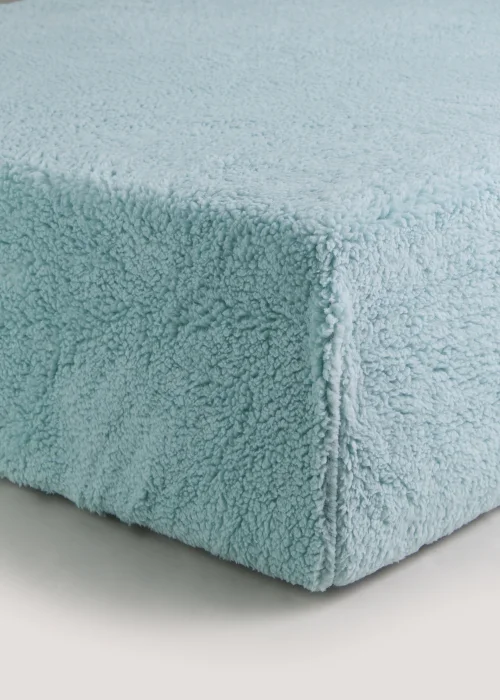 Blue Teddy Fleece Fitted Bed Sheet - Single Image 1