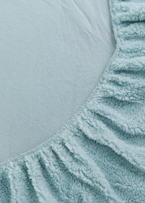 Blue Teddy Fleece Fitted Bed Sheet - Single Image 2
