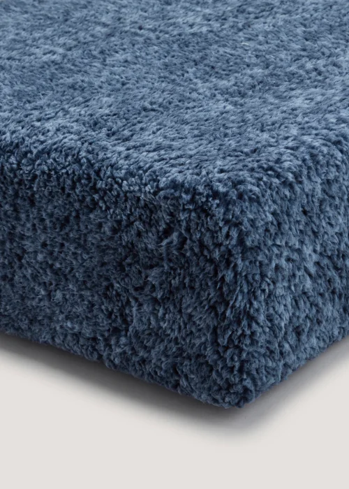 Blue Marl Teddy Fleece Bed Sheet - Single Image 1