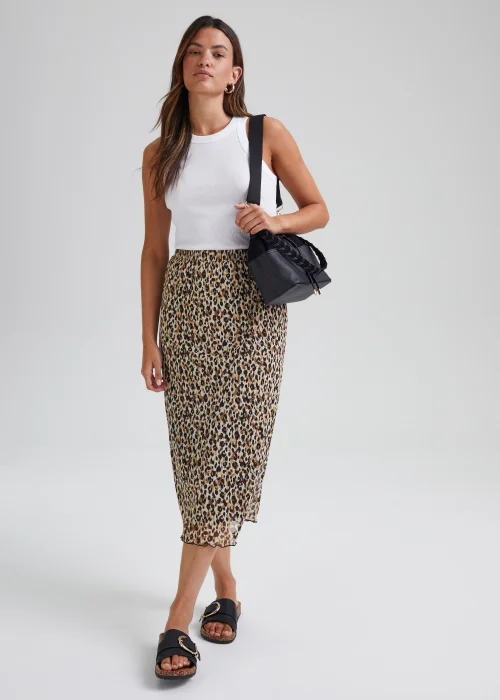 JDY Animal Print Mesh Midi Skirt - Size 10 Image 4