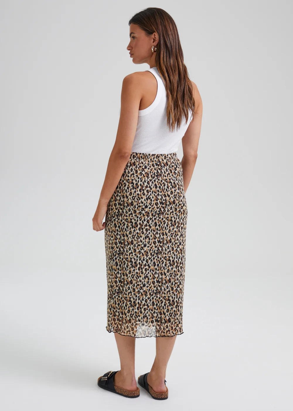 JDY Animal Print Mesh Midi Skirt - Size 10 Image 2