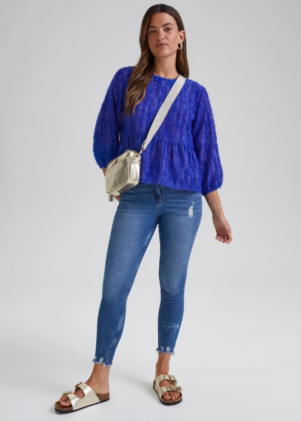 JDY King Blue 3/4 Sleeve Top - 8 Image 4