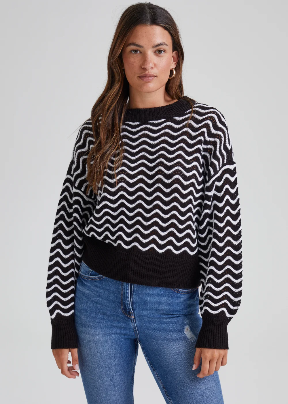 JDY Rita Multicoloured Long Sleeve Short Knitted Top - 12 Image 1