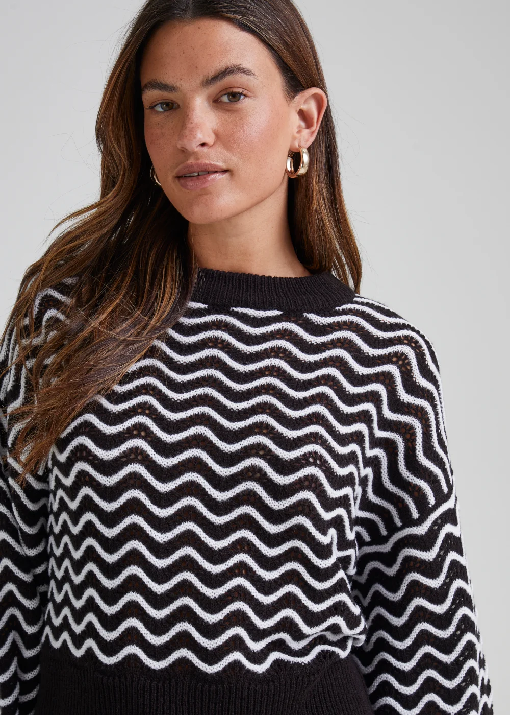 JDY Rita Multicoloured Long Sleeve Short Knitted Top - 12 Image 3