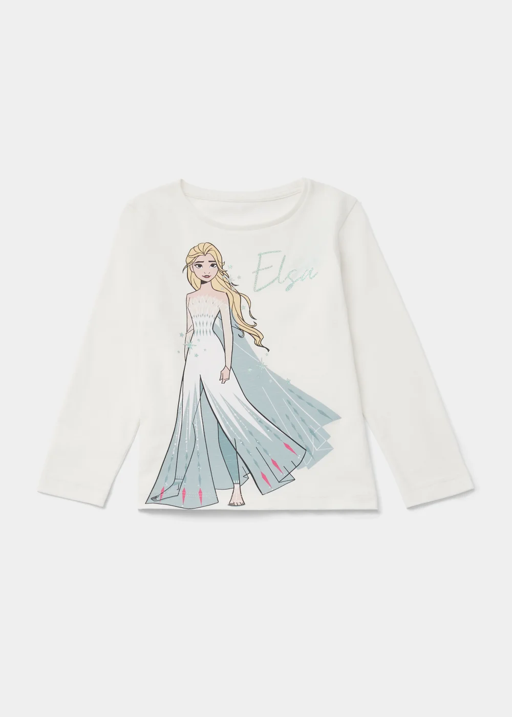 Kids White Disney Elsa Long Sleeve T-Shirt (4-9yrs) - 3 Yrs Image 1