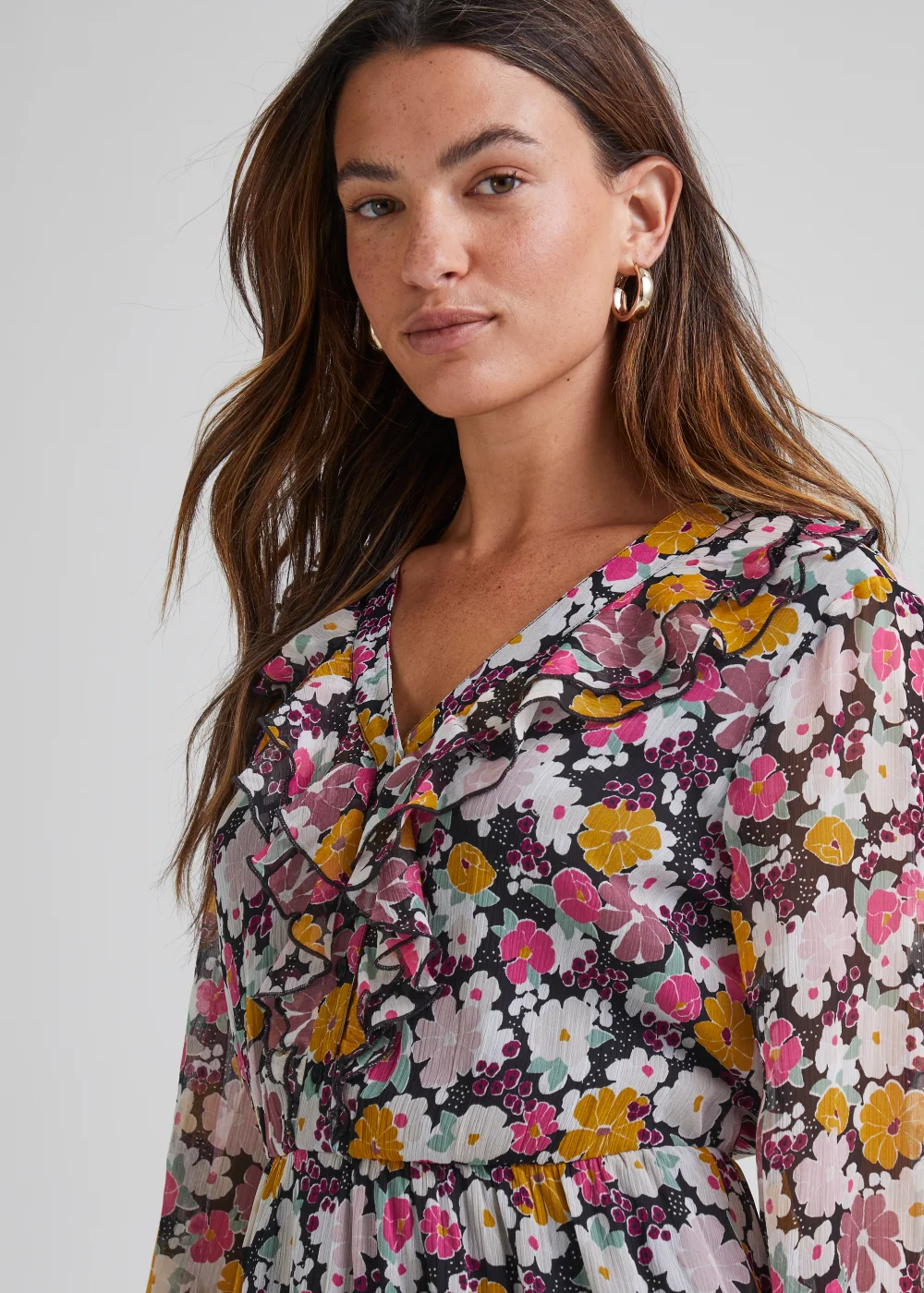 JDY Lilly Multicoloured Long Sleeve Midi Dress - 8 Image 3