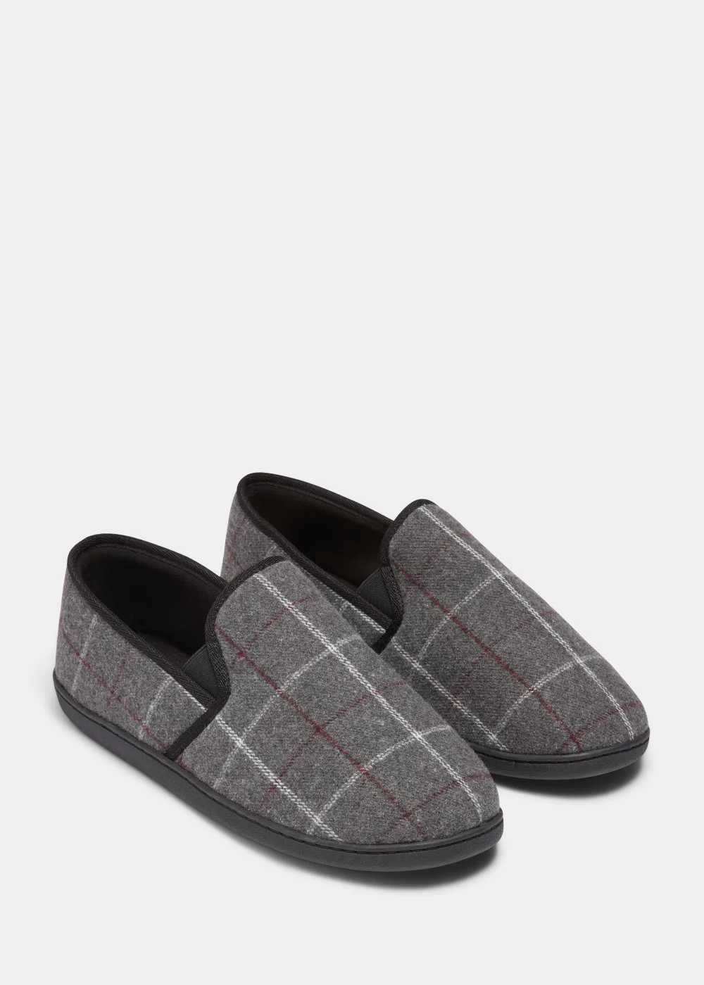 Grey Check Thinsulate Slippers - Size 6 Image 1