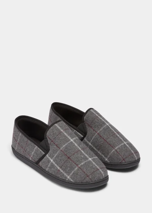 Grey Check Thinsulate Slippers - Size 6 Image 1
