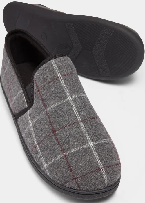Grey Check Thinsulate Slippers - Size 6 Image 2