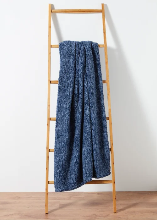 Blue Marl Teddy Fleece Throw (130cm x 150cm) Image 1