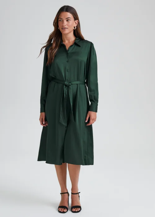 JDY Fifi Green Long Sleeve Midi Shirt Dress - 8 Image 1