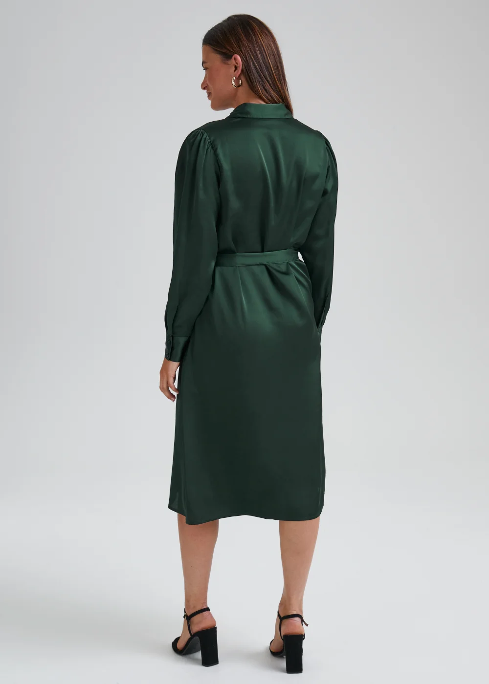 JDY Fifi Green Long Sleeve Midi Shirt Dress - 8 Image 2