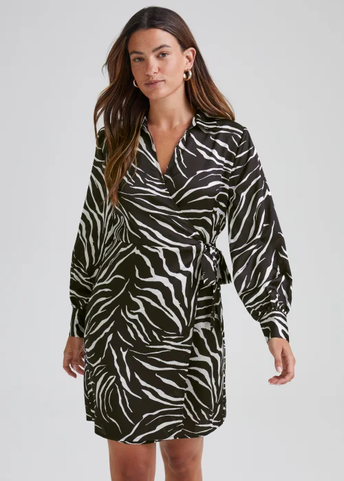 JDY Fifi Multicoloured Zebra Print Mini Wrap Dress - 8 Image 1