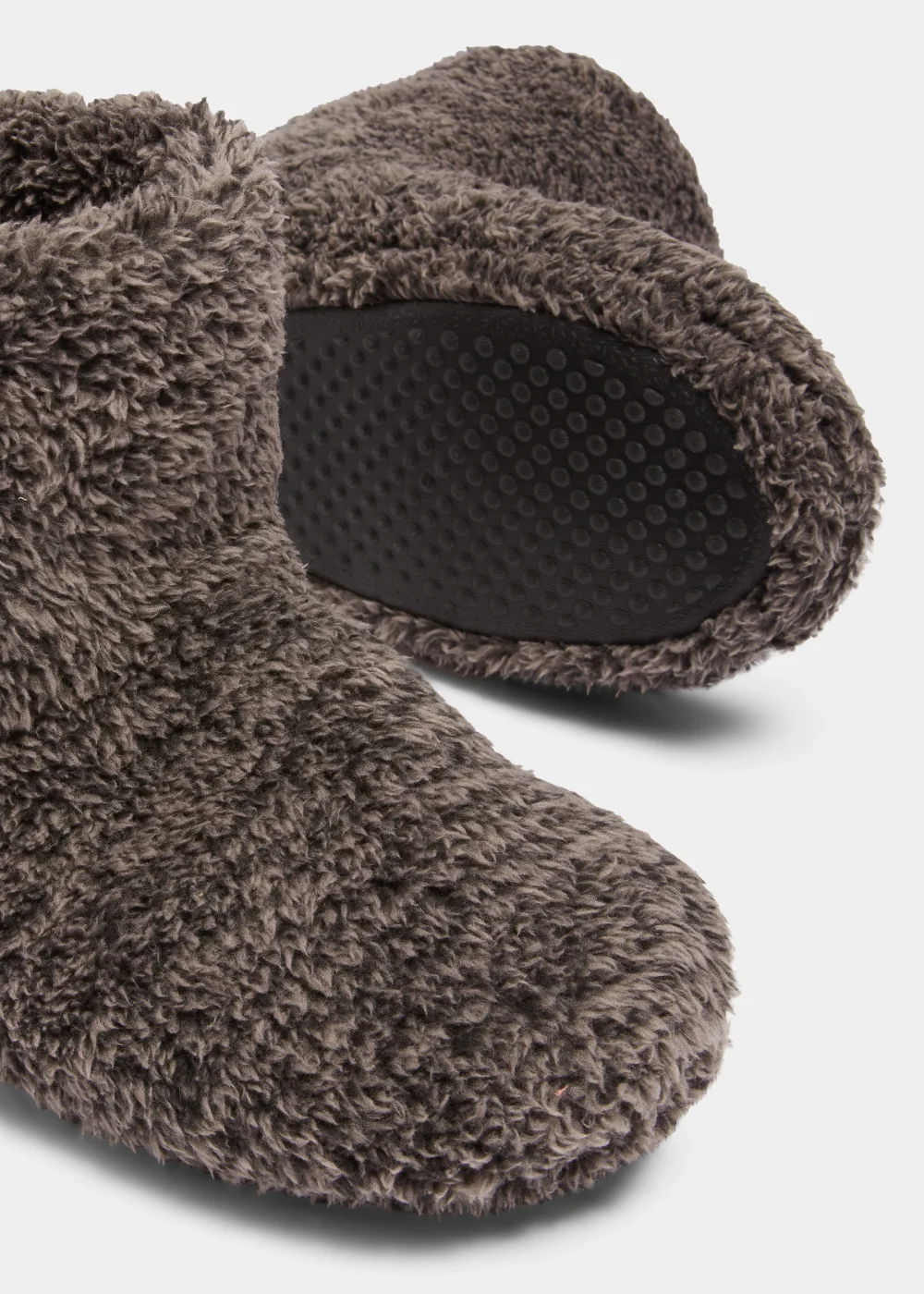 Charcoal Fluffy Boot Slippers - Size 6 Image 2