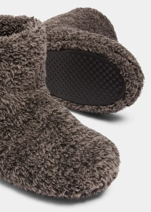 Charcoal Fluffy Boot Slippers - Size 6 Image 2