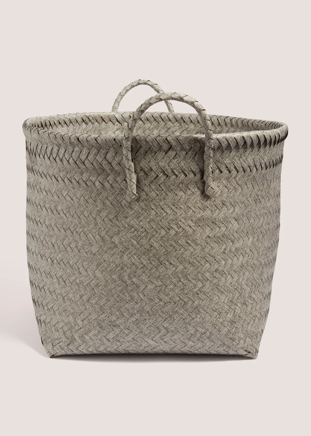 Grey Woven Plastic Round Basket (34cm x 40cm x 40cm) Image 1