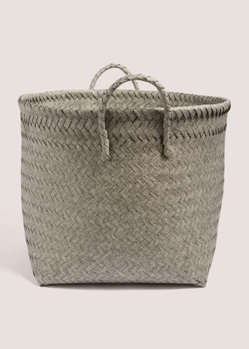 Grey Woven Plastic Round Basket (34cm x 40cm x 40cm) Image 1