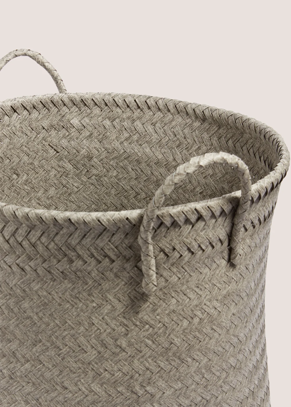 Grey Woven Plastic Round Basket (34cm x 40cm x 40cm) Image 2