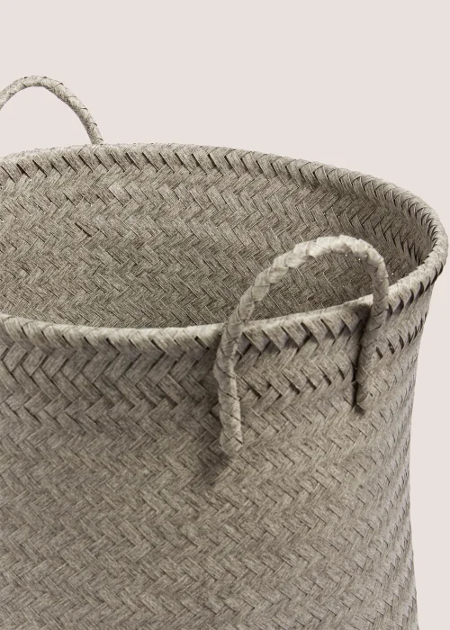 Grey Woven Plastic Round Basket (34cm x 40cm x 40cm) Image 2
