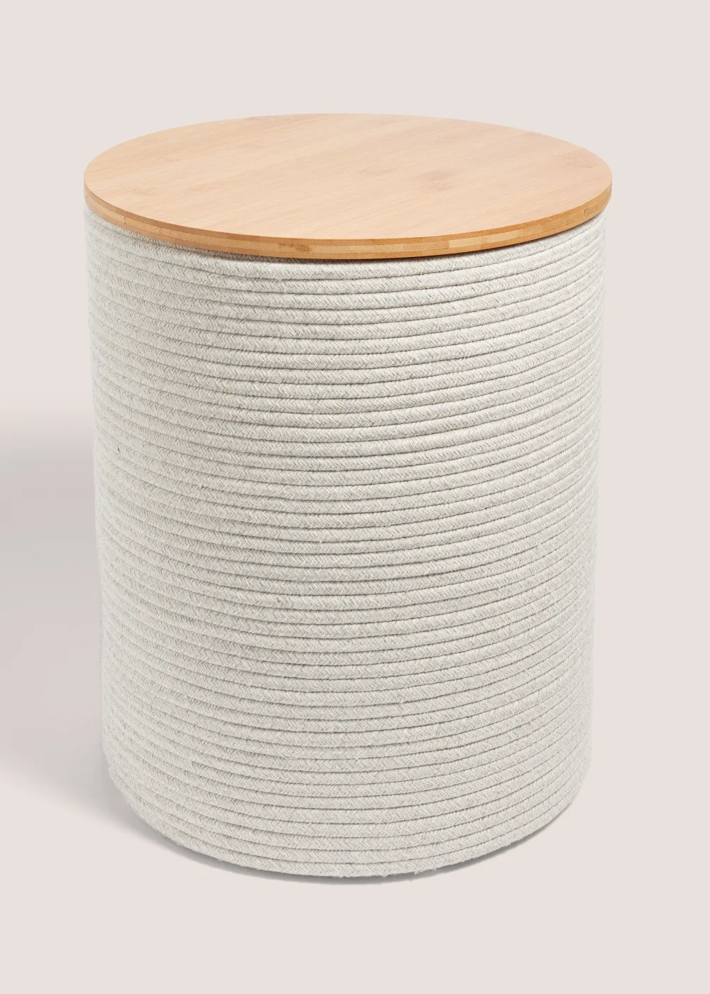 Cream Cotton Rope Storage Pouffe (34cm x 34cm x 43cm) Image 1