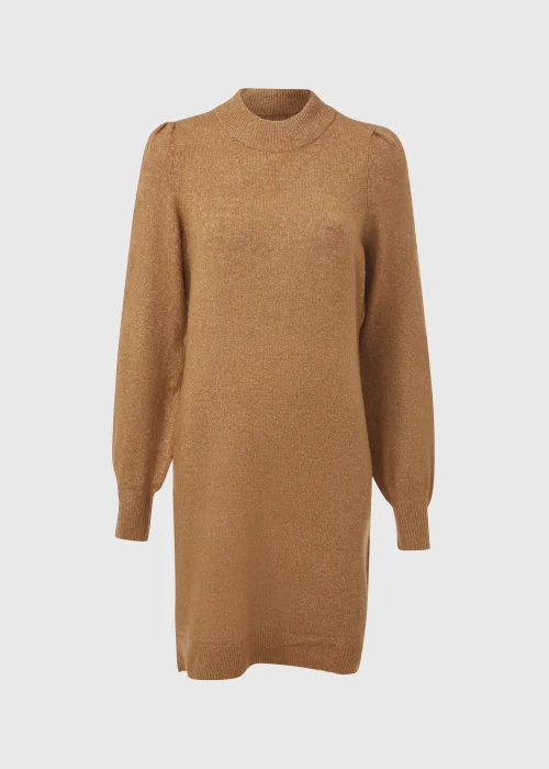 JDY Rue Camel Long Sleeve High Neck Dress - 8 Image 5