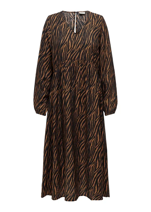 JDY Barbara Brown Zebra Print Long Sleeve Midi Dress - 14 Image 5