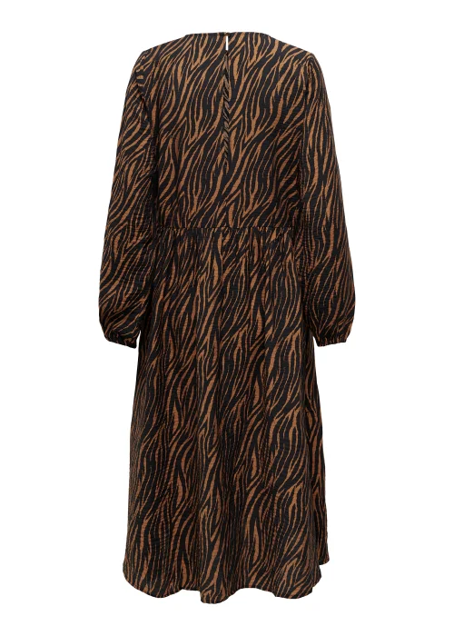 JDY Barbara Brown Zebra Print Long Sleeve Midi Dress - 14 Image 6