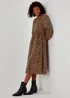 JDY Barbara Brown Zebra Print Long Sleeve Midi Dress - 14 Image 4