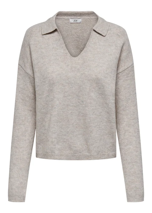 JDY Rue Grey Long Sleeve Knitted Sweatshirt - Size 8 Image 1