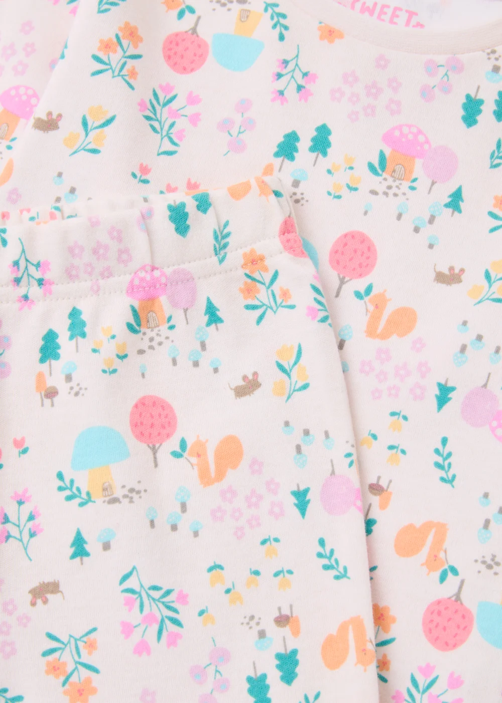 Girls Cream Floral Woodland Pyjama Set (9mths-5yrs) - Age 9 - 12 Months Image 2