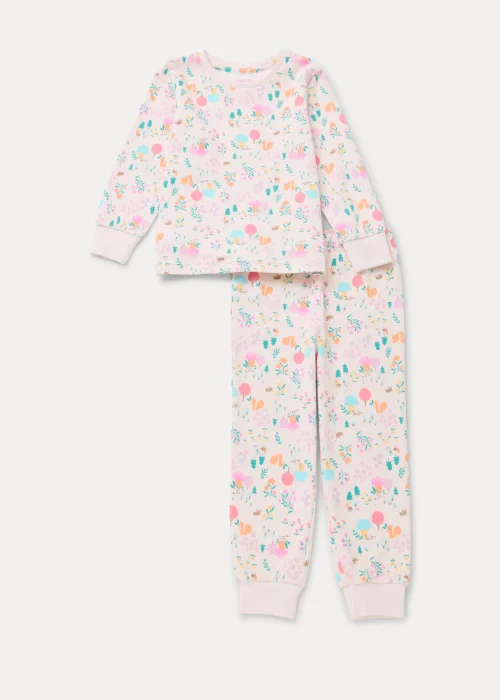 Girls Cream Floral Woodland Pyjama Set (9mths-5yrs) - Age 9 - 12 Months Image 1