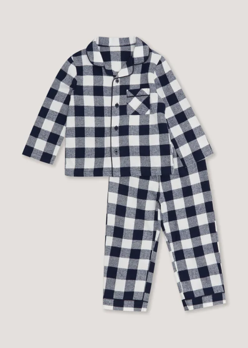 Boys Navy Check Print Woven Pyjama Set (9mths-5yrs) - Age 2 - 3 Years Image 1