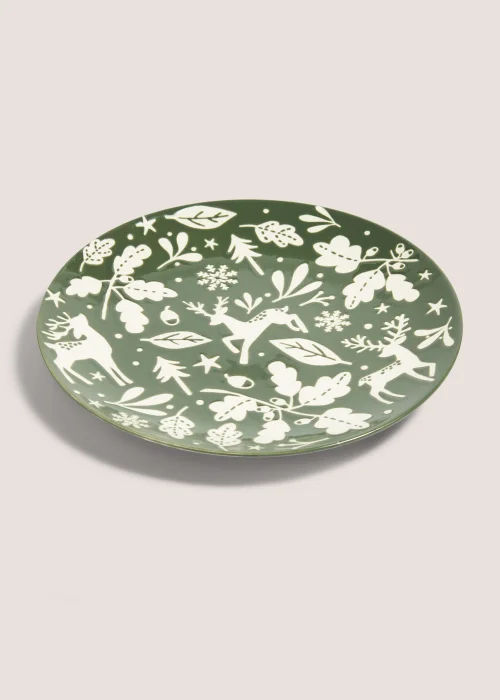 Green Christmas Stag Dinner Plate (27cm) Image 1