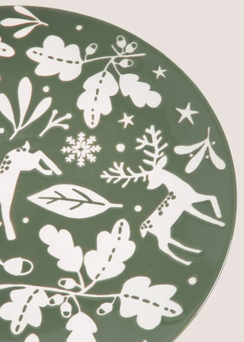 Green Christmas Stag Dinner Plate (27cm) Image 2