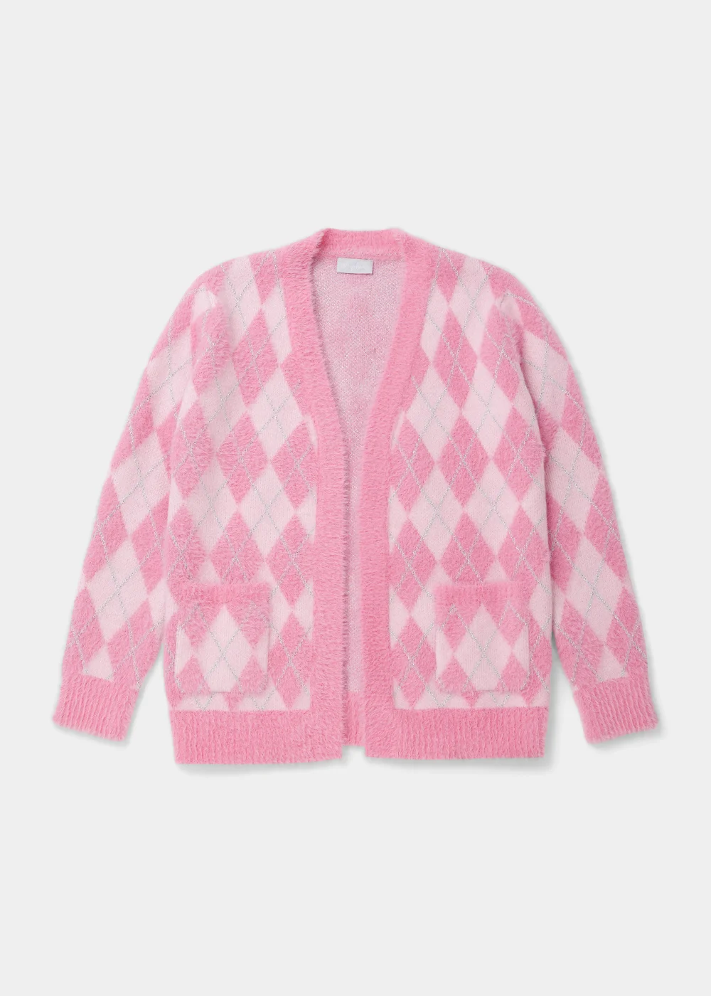 Girls Pink Diamond Fluffy Cardigan (4-13yrs) - Age 4 Years Image 1