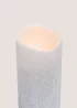 Small Silver Glitter LED Candle (15cm x 7.5cm) Image 2