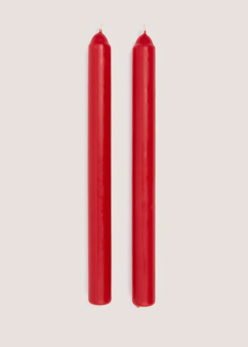 2 Pack Red Dinner Candles (12.5cm) Image 1