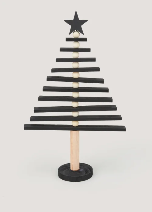 Black Wood Christmas Tree Ornament (45cm x 9cm x 25cm) Image 1