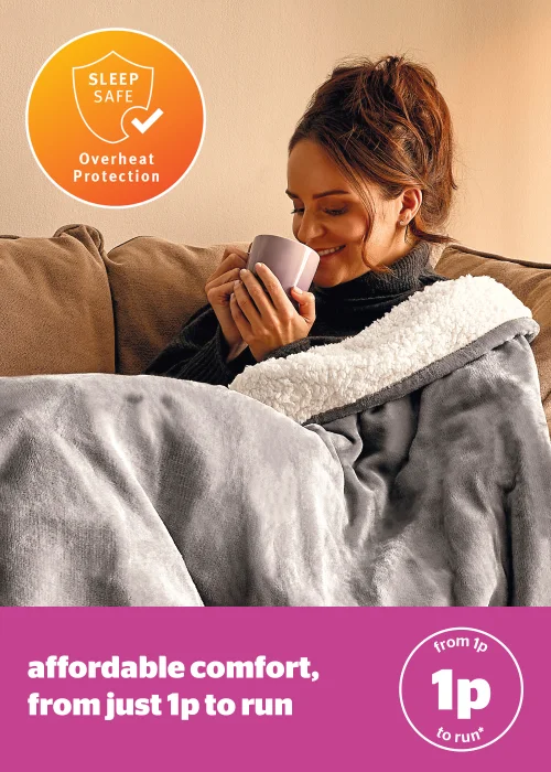 Silentnight Grey Luxury Teddy Fleece Heated Throw Image 4