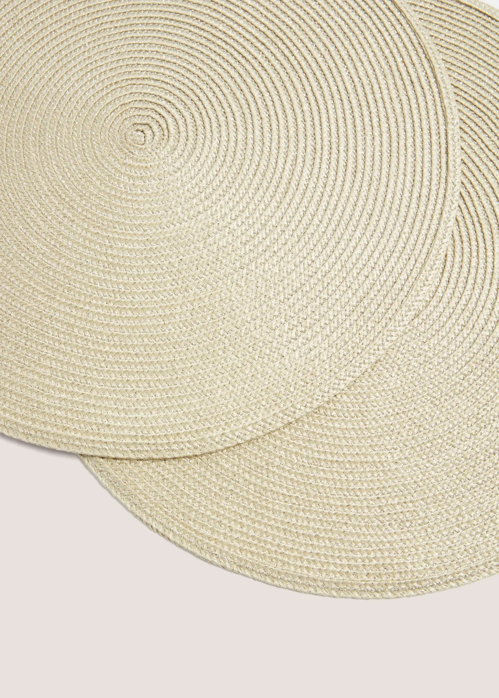 2 Pack Gold Metallic Woven Placemats (38cm) Image 2