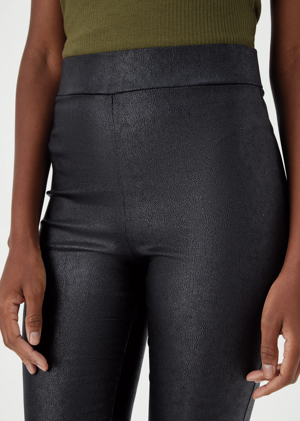 Black PU Coated Leggings - 8 Image 3