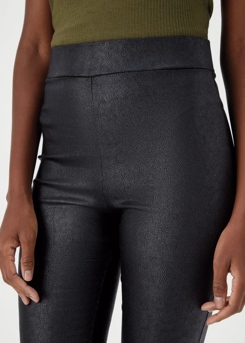 Black PU Coated Leggings - 8 Image 3