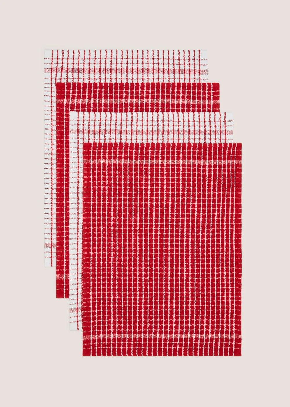 4 Pack Red Check Tea Towels (60cm x 45cm) Image 1