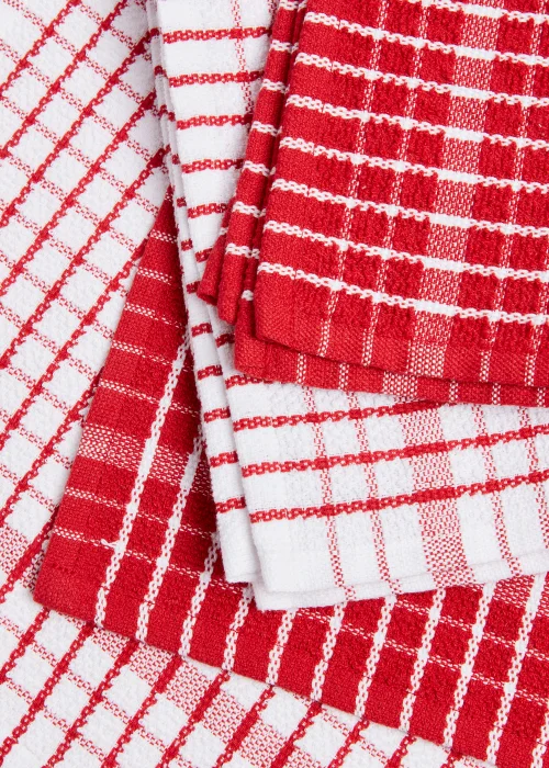 4 Pack Red Check Tea Towels (60cm x 45cm) Image 2