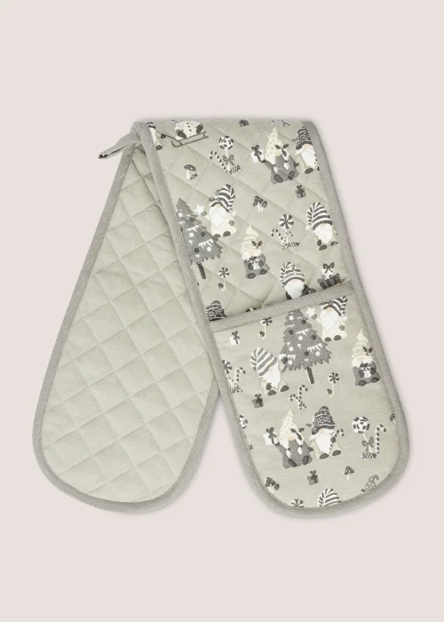 Grey Christmas Gnome Oven Gloves (90cm x 18cm) Image 1