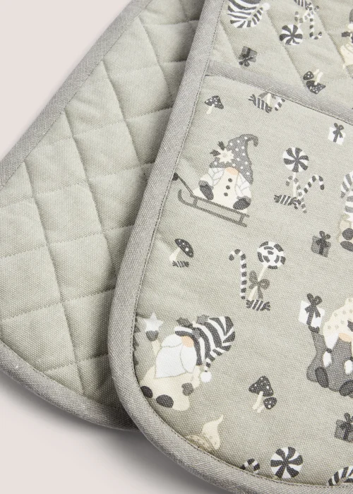 Grey Christmas Gnome Oven Gloves (90cm x 18cm) Image 2