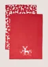 2 Pack Red Christmas Stag Tea Towels (65.5cm x 45cm) Image 1