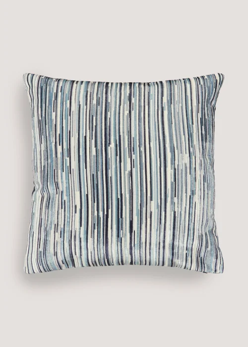 Blue Velvet Stripe Cushion Image 1