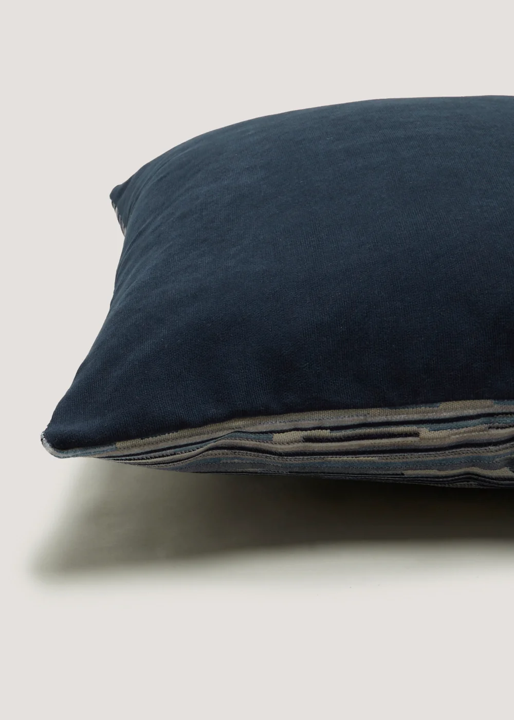 Blue Velvet Stripe Cushion Image 2