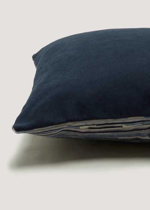 Blue Velvet Stripe Cushion Image 2